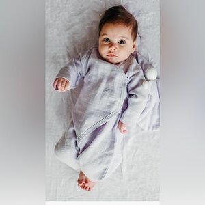 Under the Nile Lilac Baby Side Snap Kimono organic Egyptian cotton